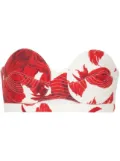 Balmain rose-print bustier crop top - Red