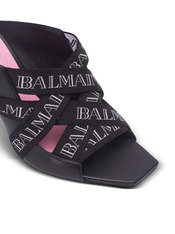 Balmain Ruby 95mm Leather Mules | Black | FARFETCH AU