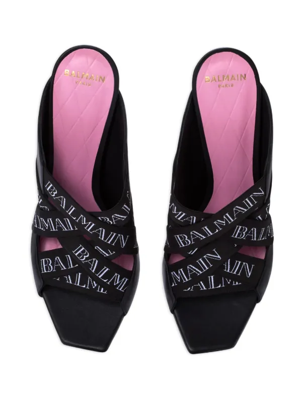 【Balmain】MULE RUBY LOGO◆CN0UR003LNEL Balmain Ruby 115MM Jacquard Strap Sandals | Saks Fifth Avenue