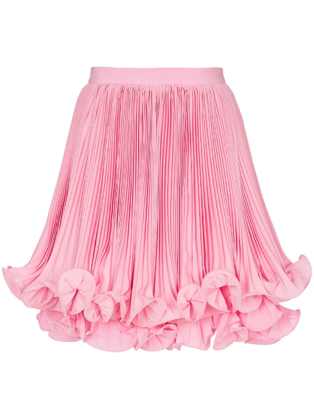 Shop Balmain Pleated Ruffle-hem Skirt In Pink