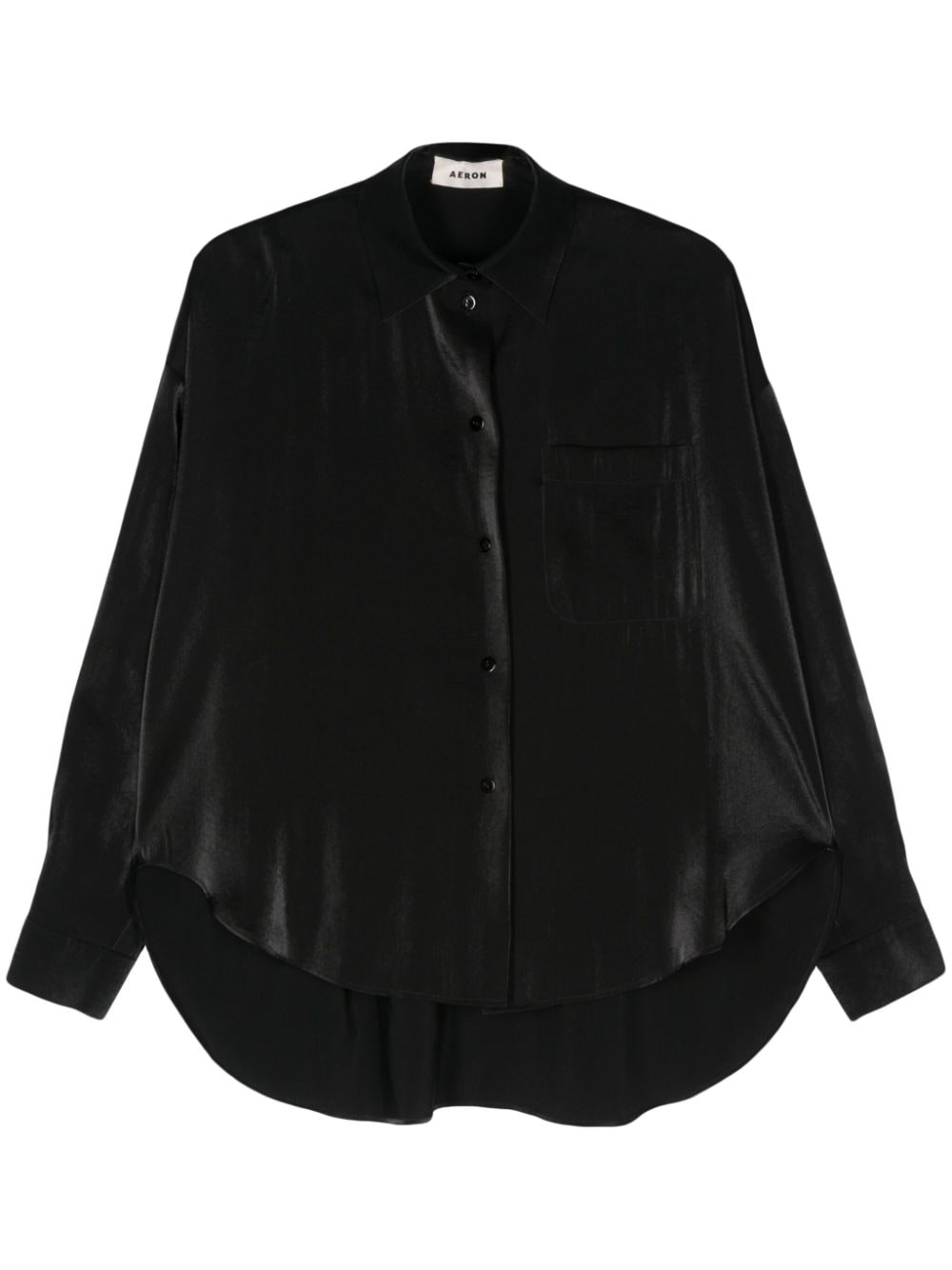 Aeron Magnolia Iridescent-satin Shirt In Black