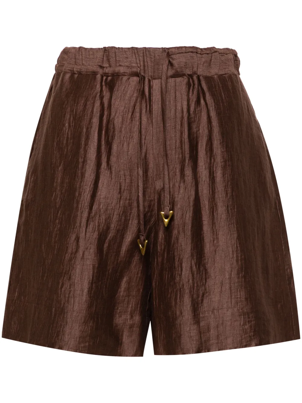 Aeron Paramount Crinkled-effect Shorts In Brown