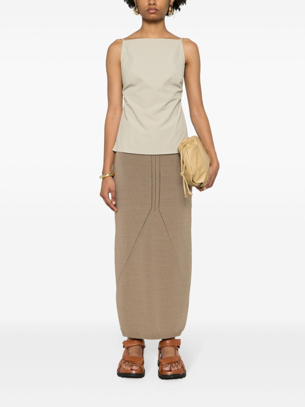 Shop Aeron Soothe Knitted Maxi Dress In Brown