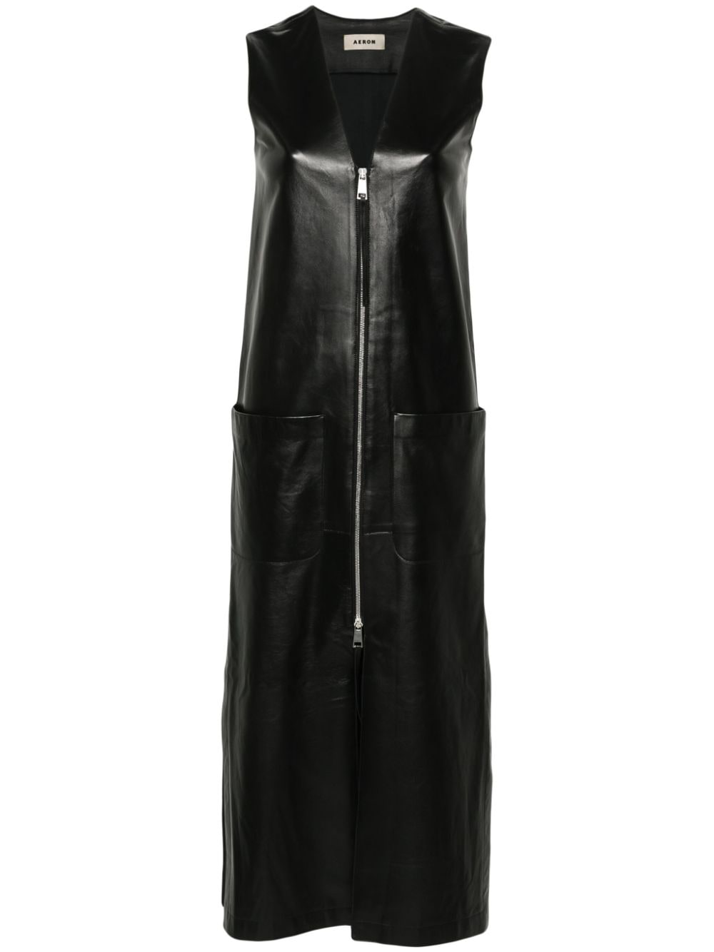 AERON Gentle leather midi dress Zwart