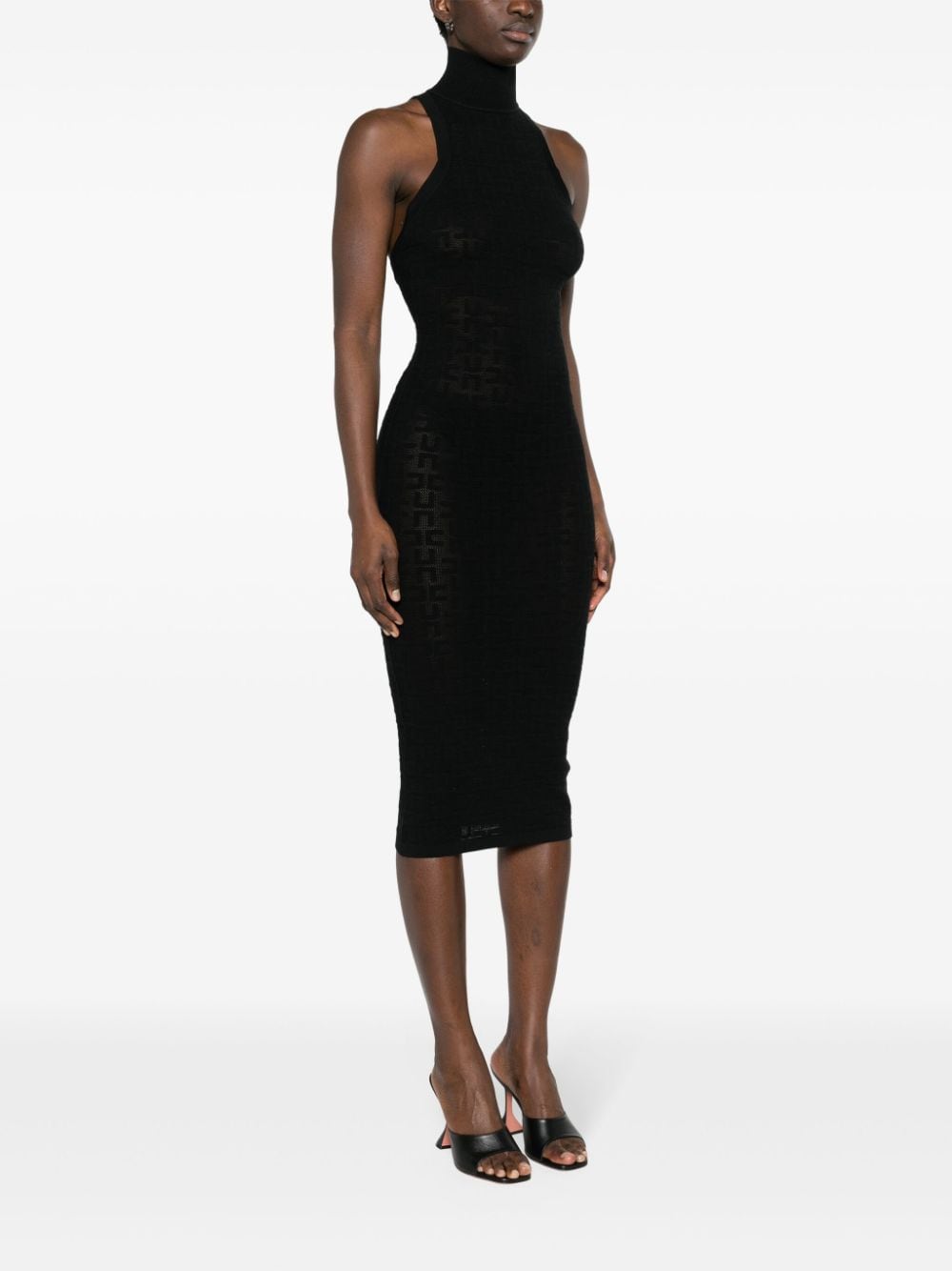 Shop Elisabetta Franchi Monogram-jacquard Midi Dress In Black