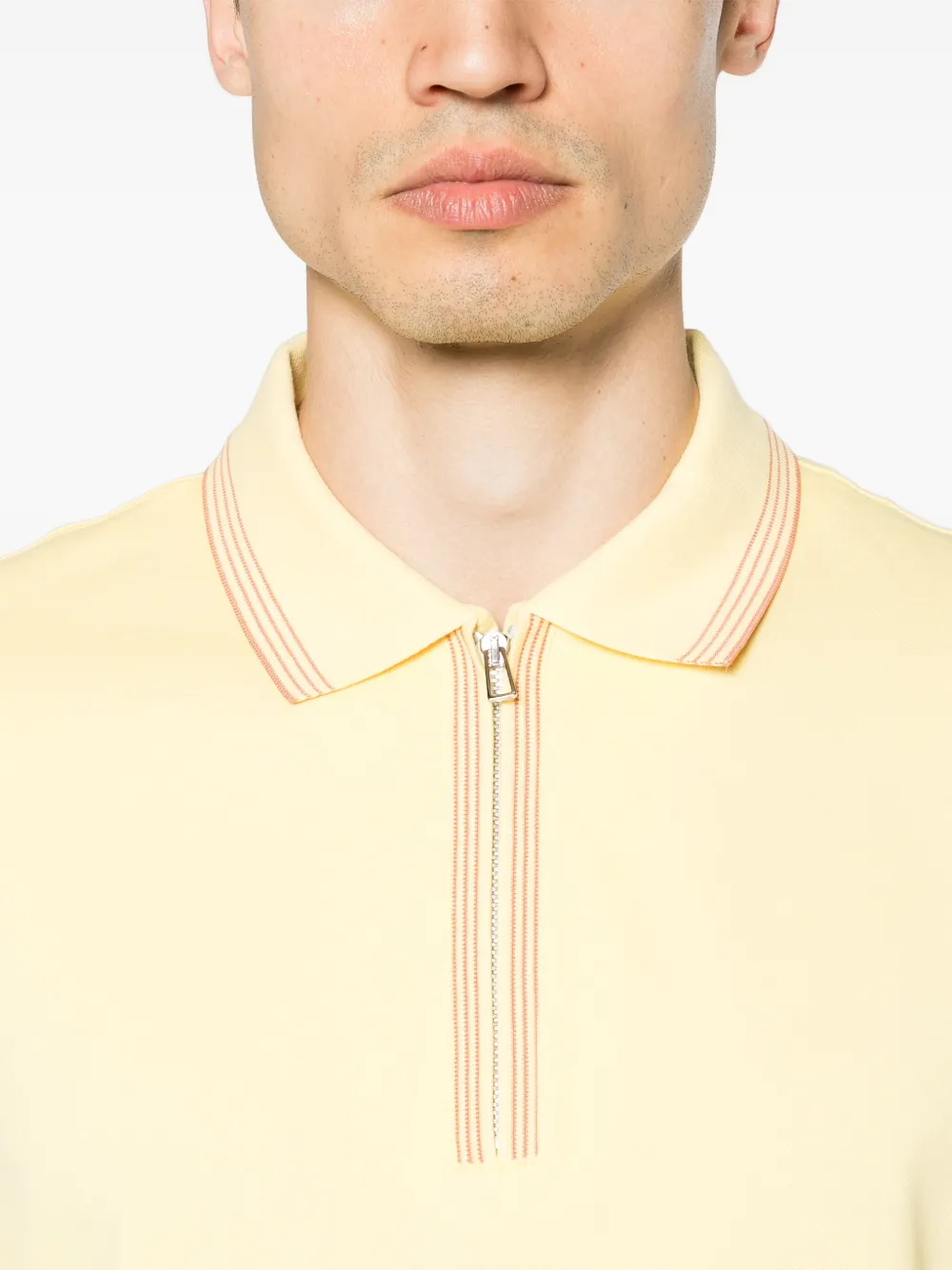 Shop Ps By Paul Smith Striped-edge Piqué Polo Shirt In Yellow