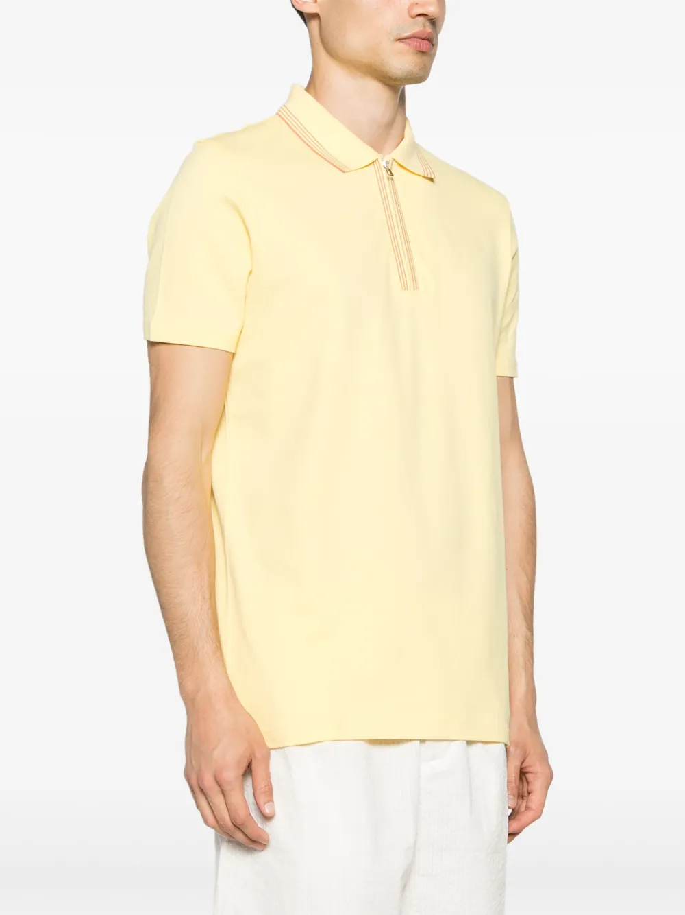 Shop Ps By Paul Smith Striped-edge Piqué Polo Shirt In Yellow