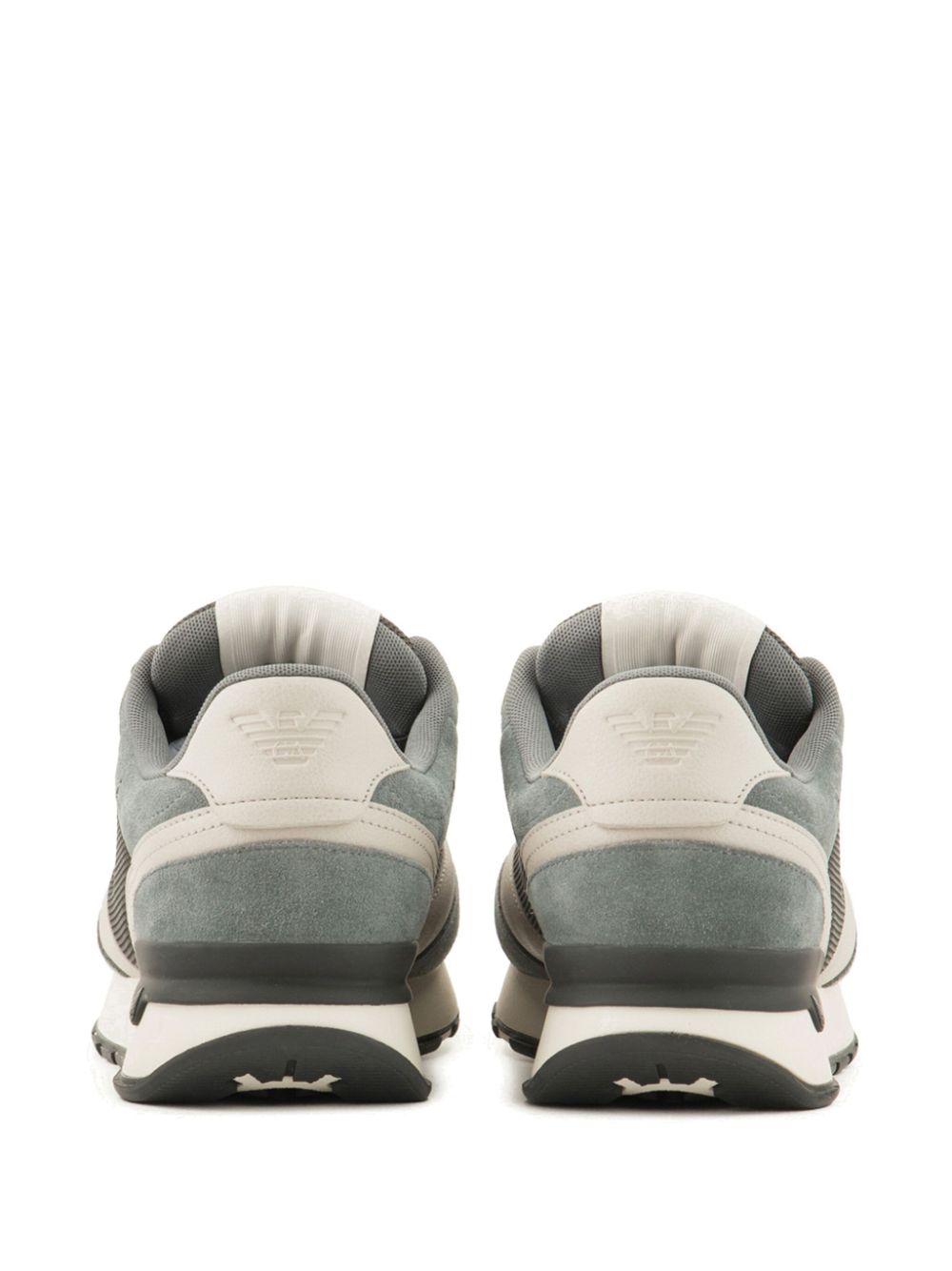 Shop Emporio Armani Logo-embroidered Panelled Sneakers In Grey