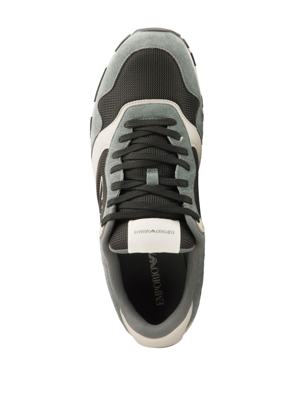 Shop Emporio Armani Logo-embroidered Panelled Sneakers In Grey