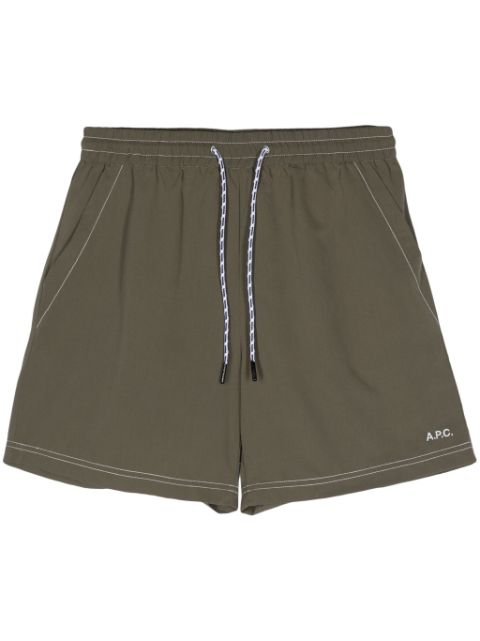 A.P.C. logo-embroidered swim shorts Men