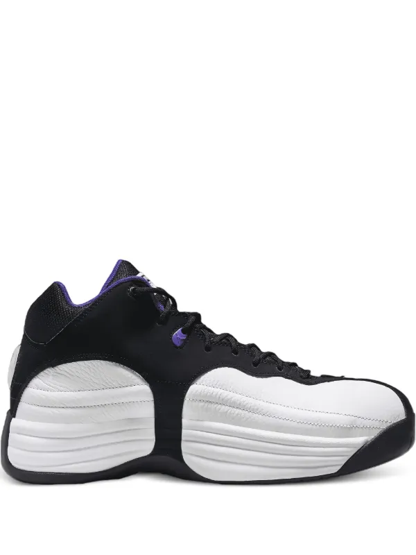 purple and black team jordans