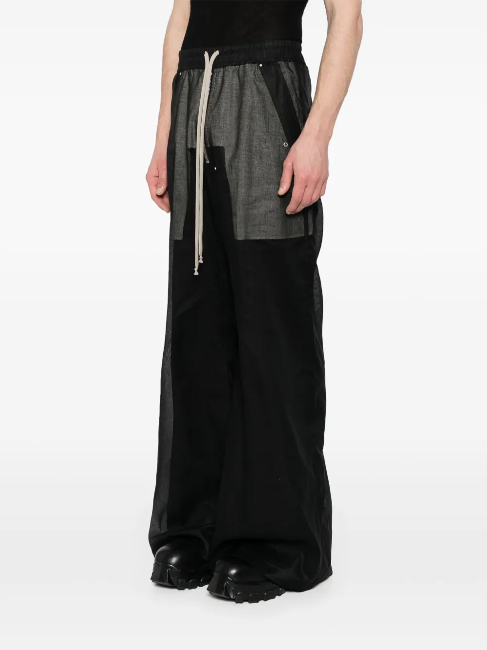 Shop Rick Owens Bela Wide-leg Cotton Trousers In Black