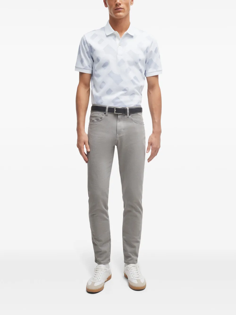 BOSS Poloshirt met monogram - Wit