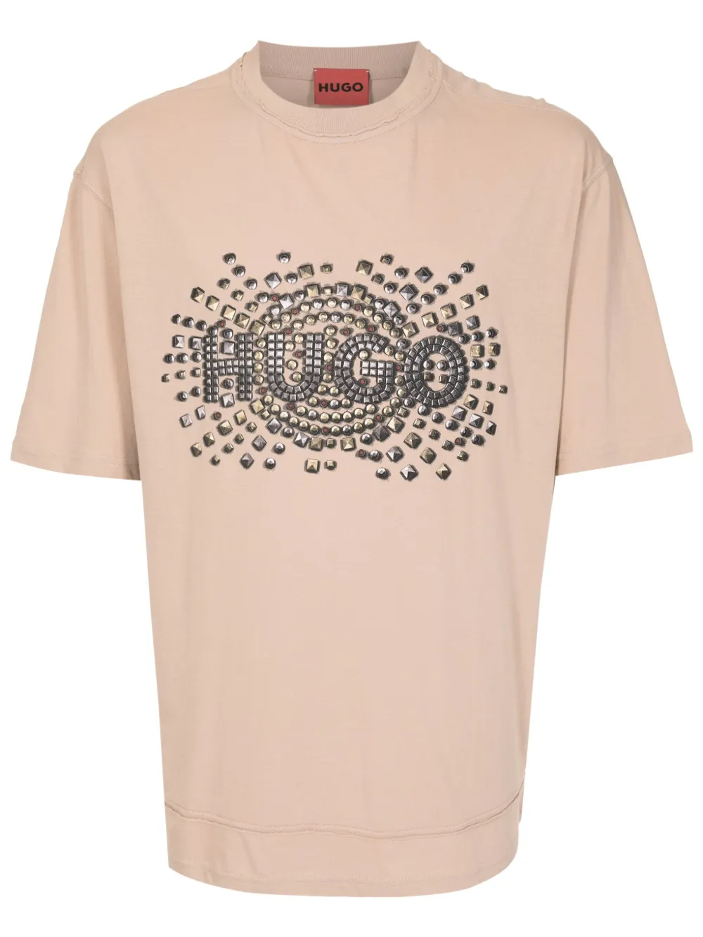 HUGO Camiseta com estampa de logo | Marrom | Image 1