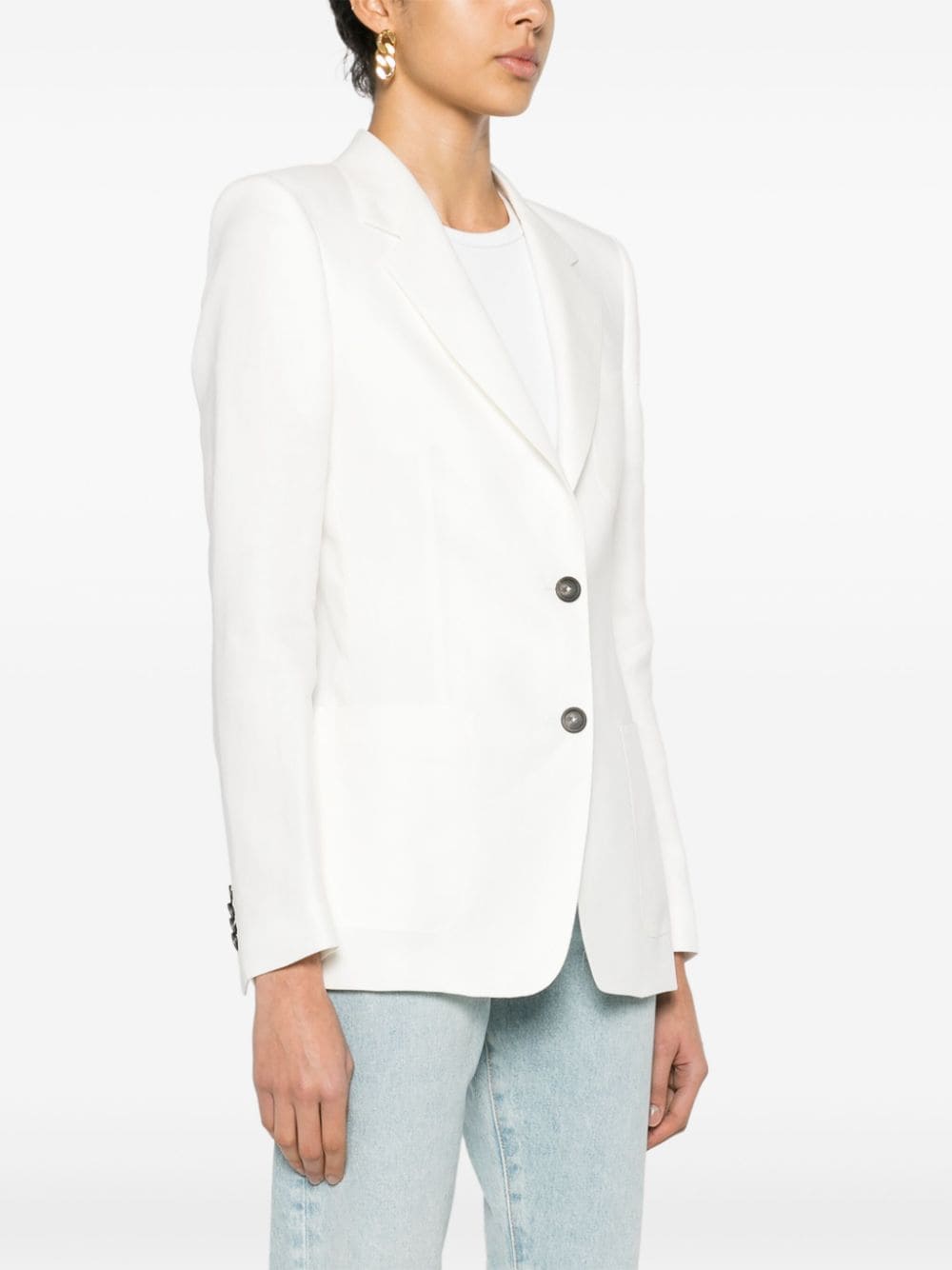 Shop Tagliatore Single-breasted Linen Blazer In White