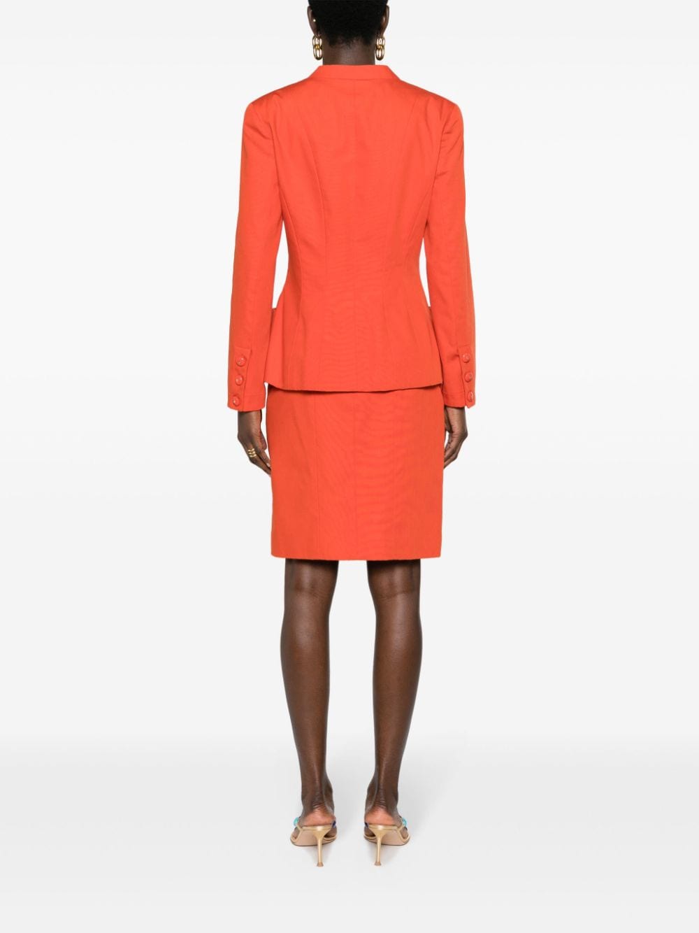 Pre-owned Chanel 帆布半身裙西装套装（1990年代典藏款） In Orange