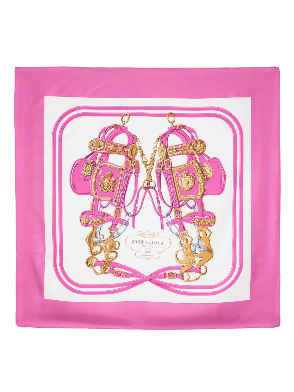 Pre-owned Hermes 2000s Brides De Gala Silk Scarf In White