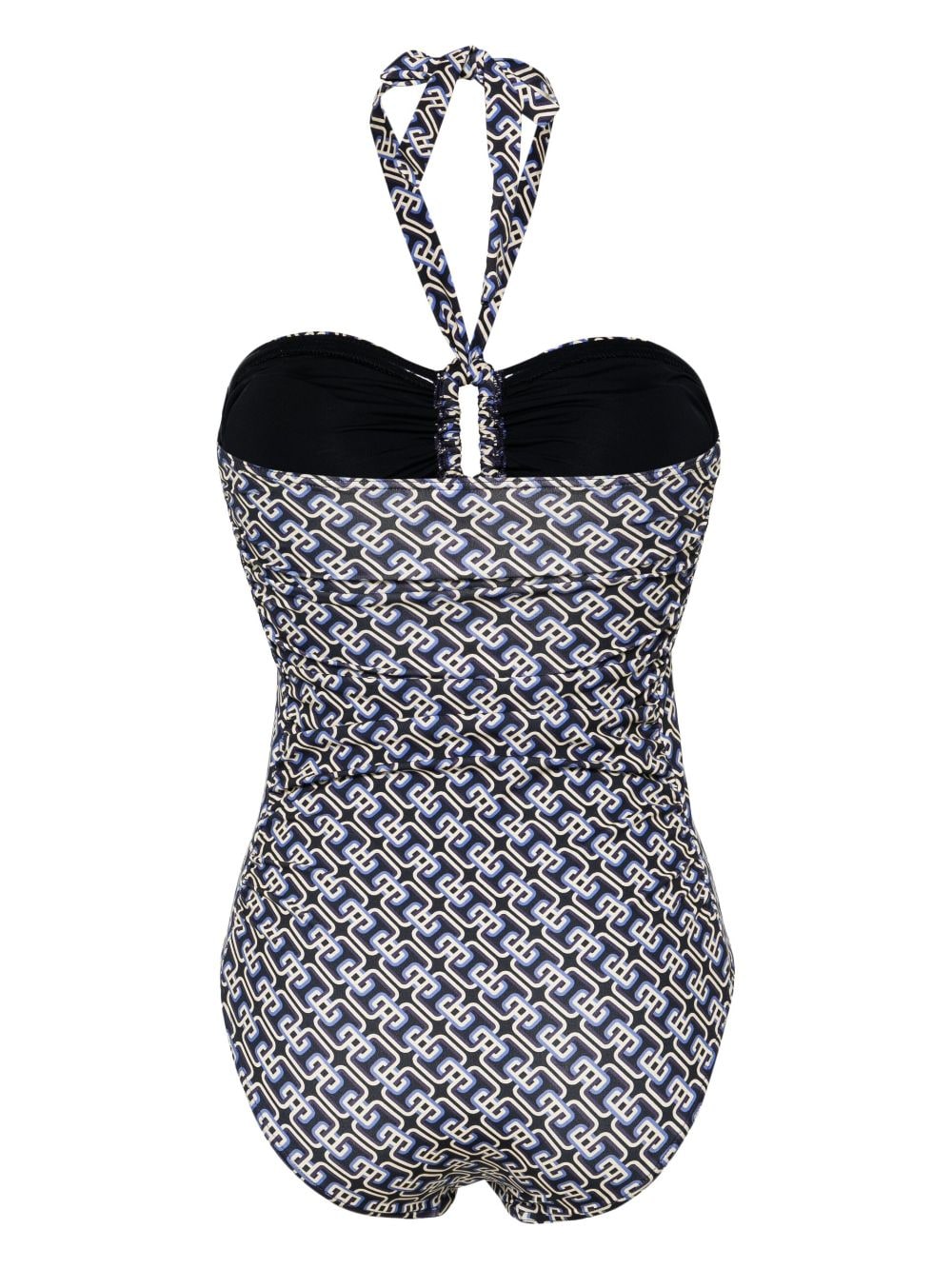 Shop Zimmermann Wide-link Halterneck Swimsuit In Blue