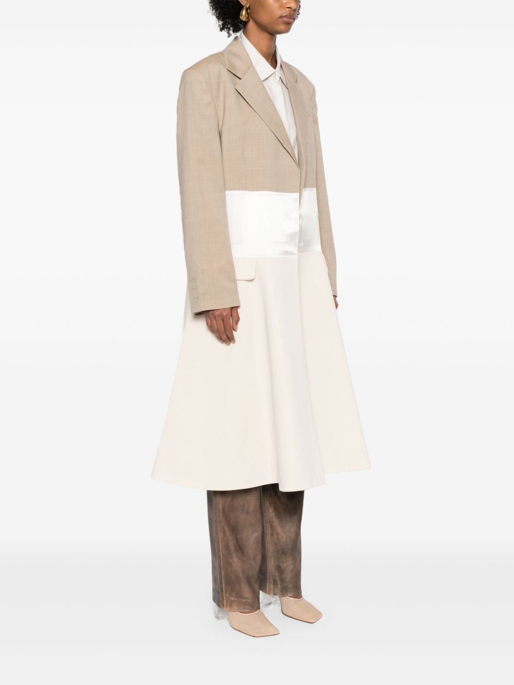 Shop Peter Do Collage Panelled Coat In Neutrals