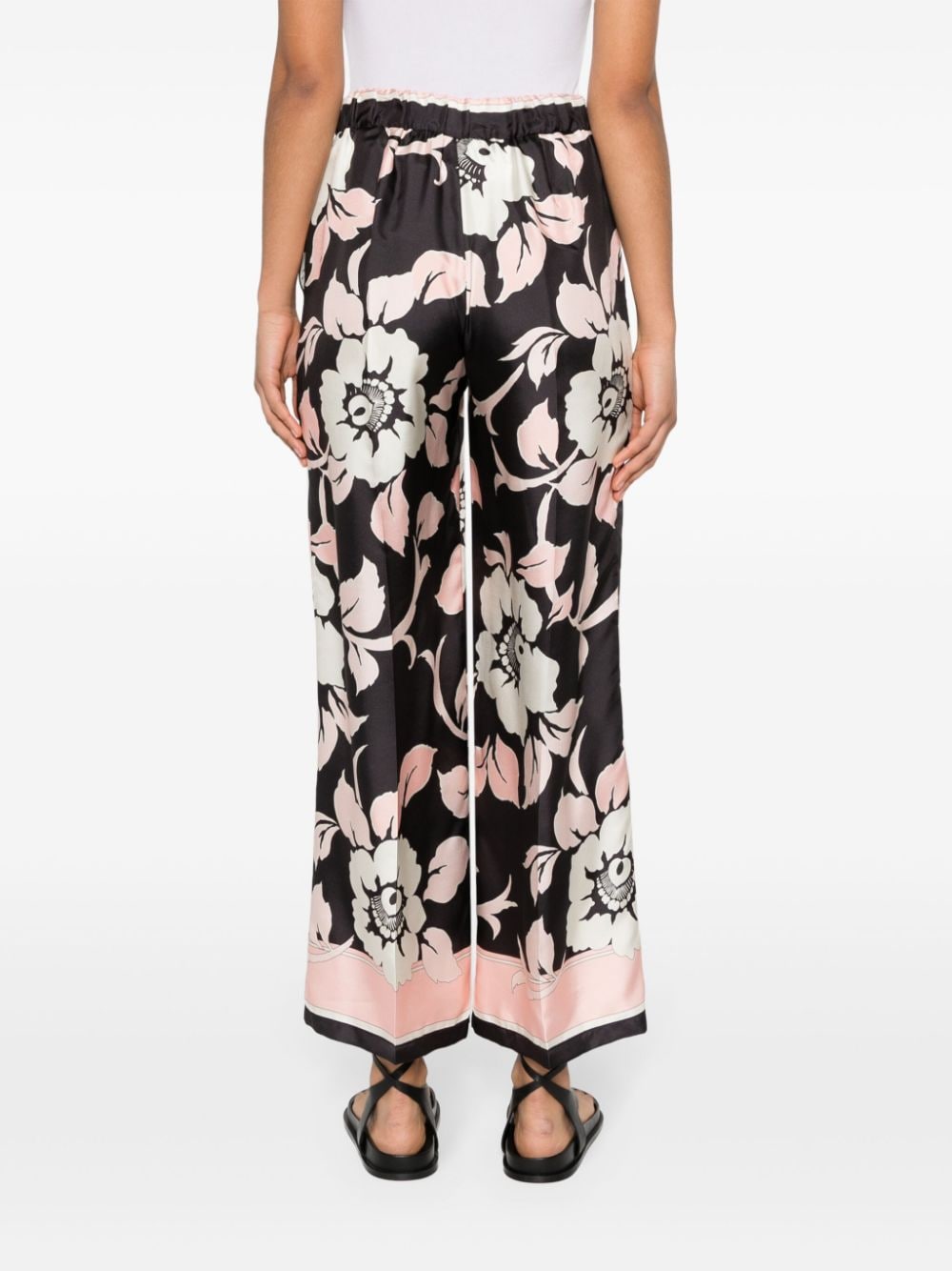 Shop P.a.r.o.s.h Stevia Floral-print Trousers In Pink