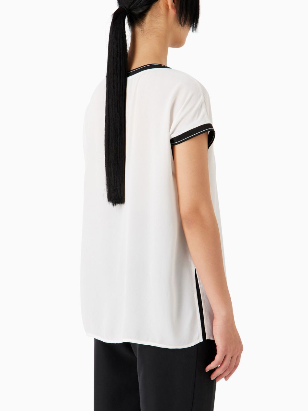 Shop Emporio Armani Chiffon Short-sleeve Blouse In White