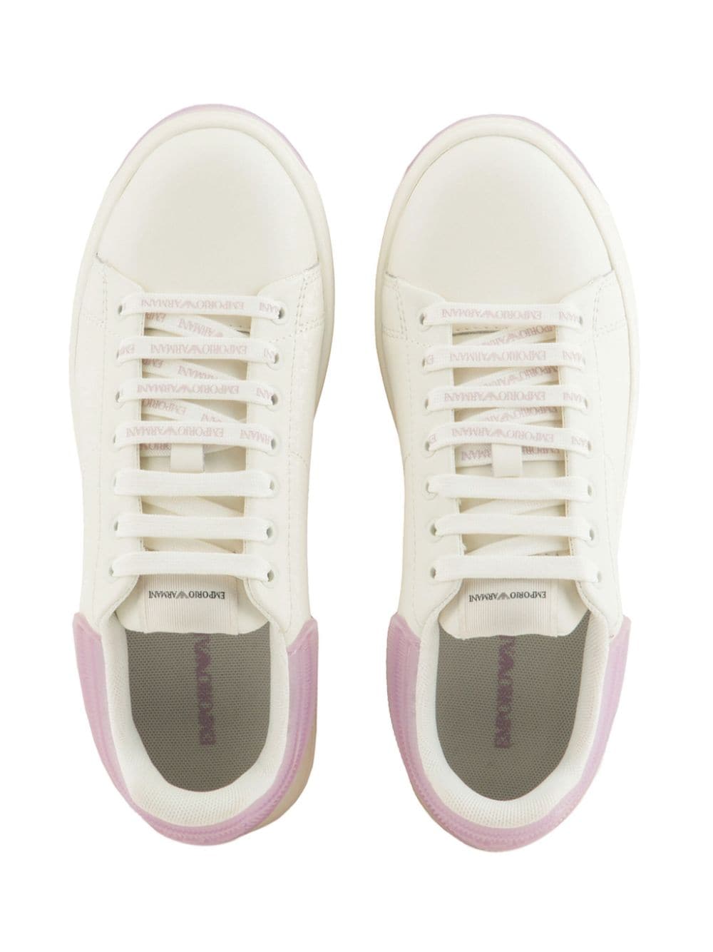 Shop Emporio Armani Panelled Leather Sneakers In White