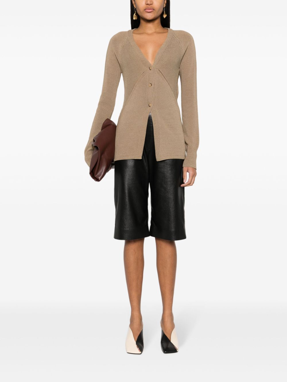 Shop Aeron V-neck Knitted Cardigan In Brown