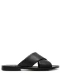 Rier crossover-strap leather slides - Black