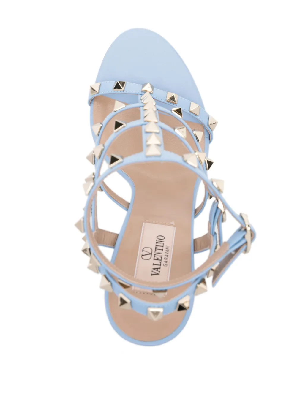 Shop Valentino Rockstud 100mm Leather Sandals In Blue