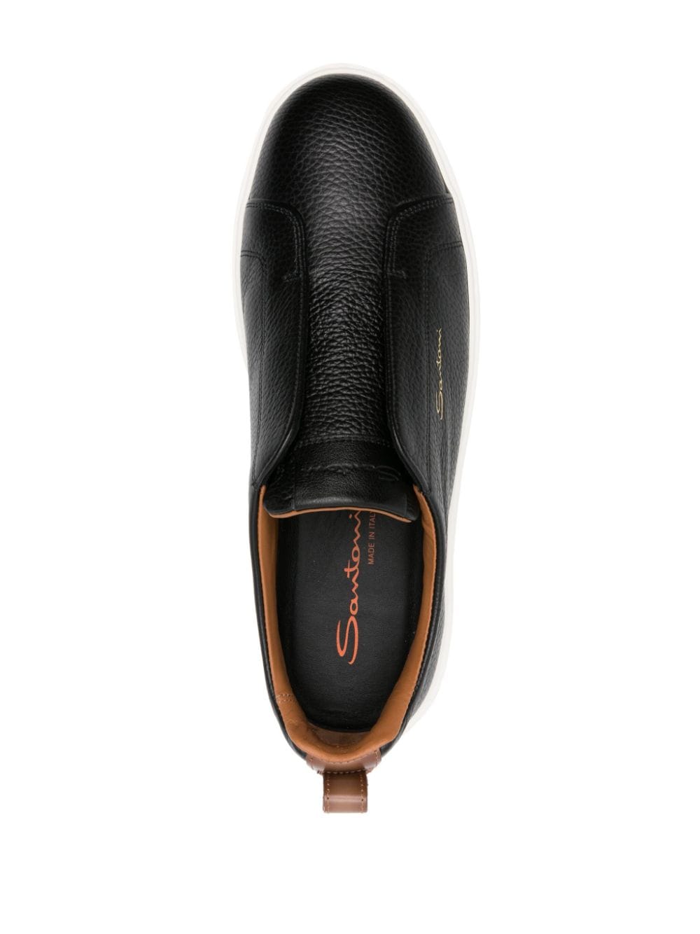 Shop Santoni Leather Slip-on Sneakers In Schwarz