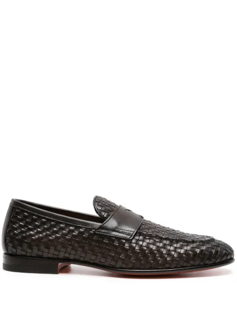 Santoni mocassins en cuir à design tressé