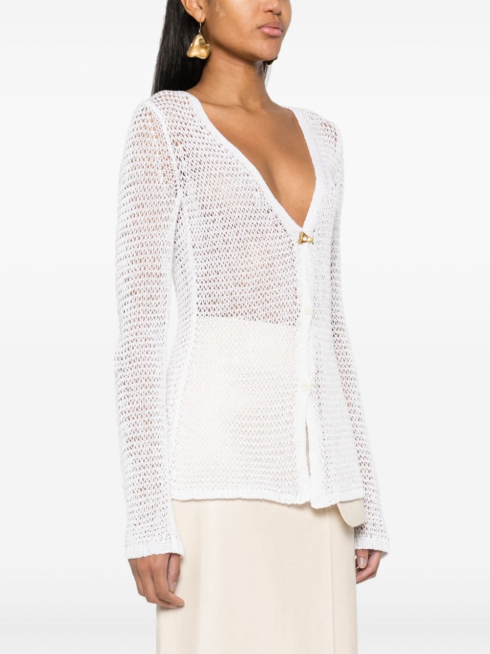Shop Aeron Open-knit Cardigan In White