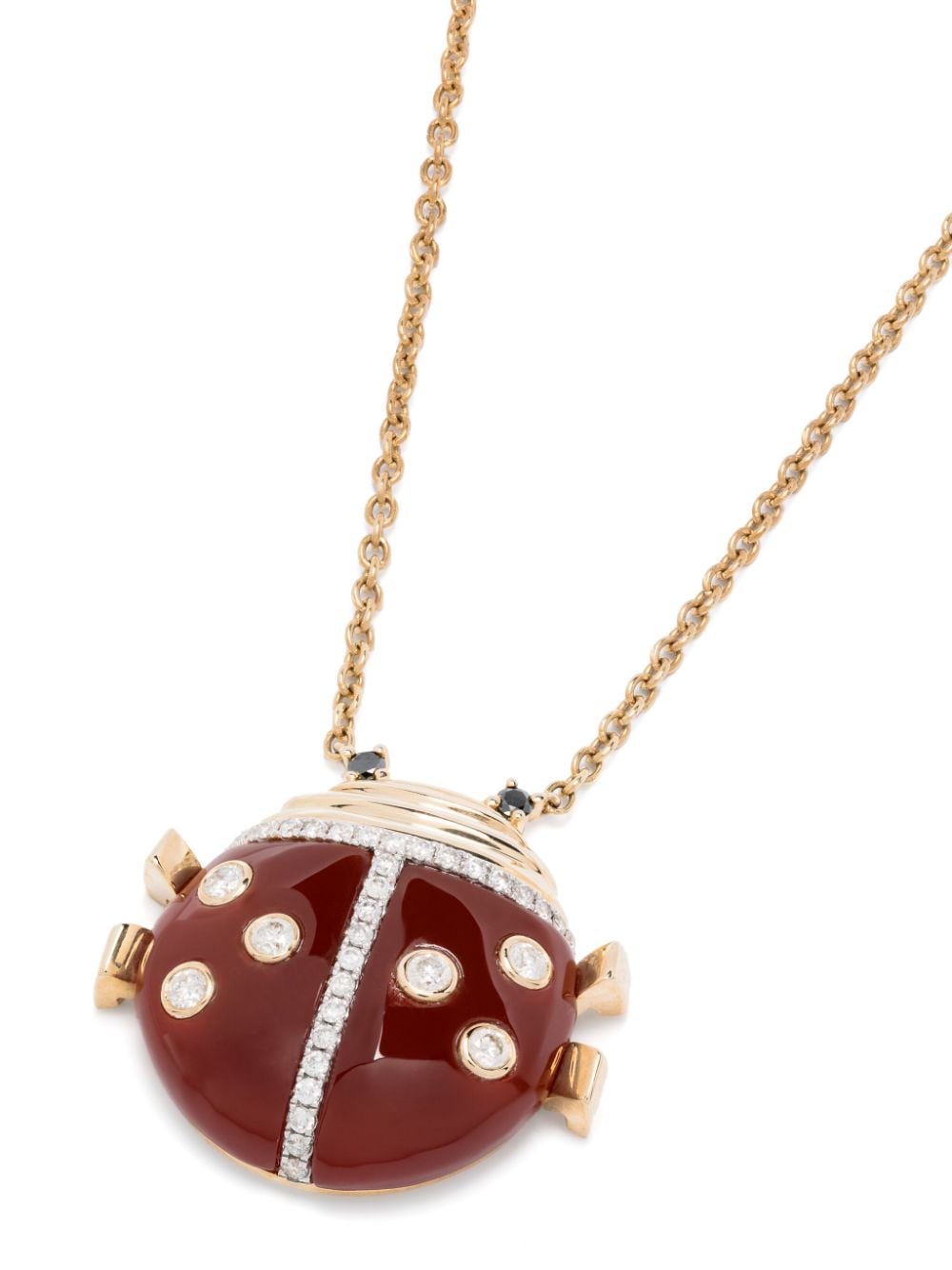 Shop Yvonne Léon 9kt Yellow Gold Ladybug Diamond Pendant Necklace