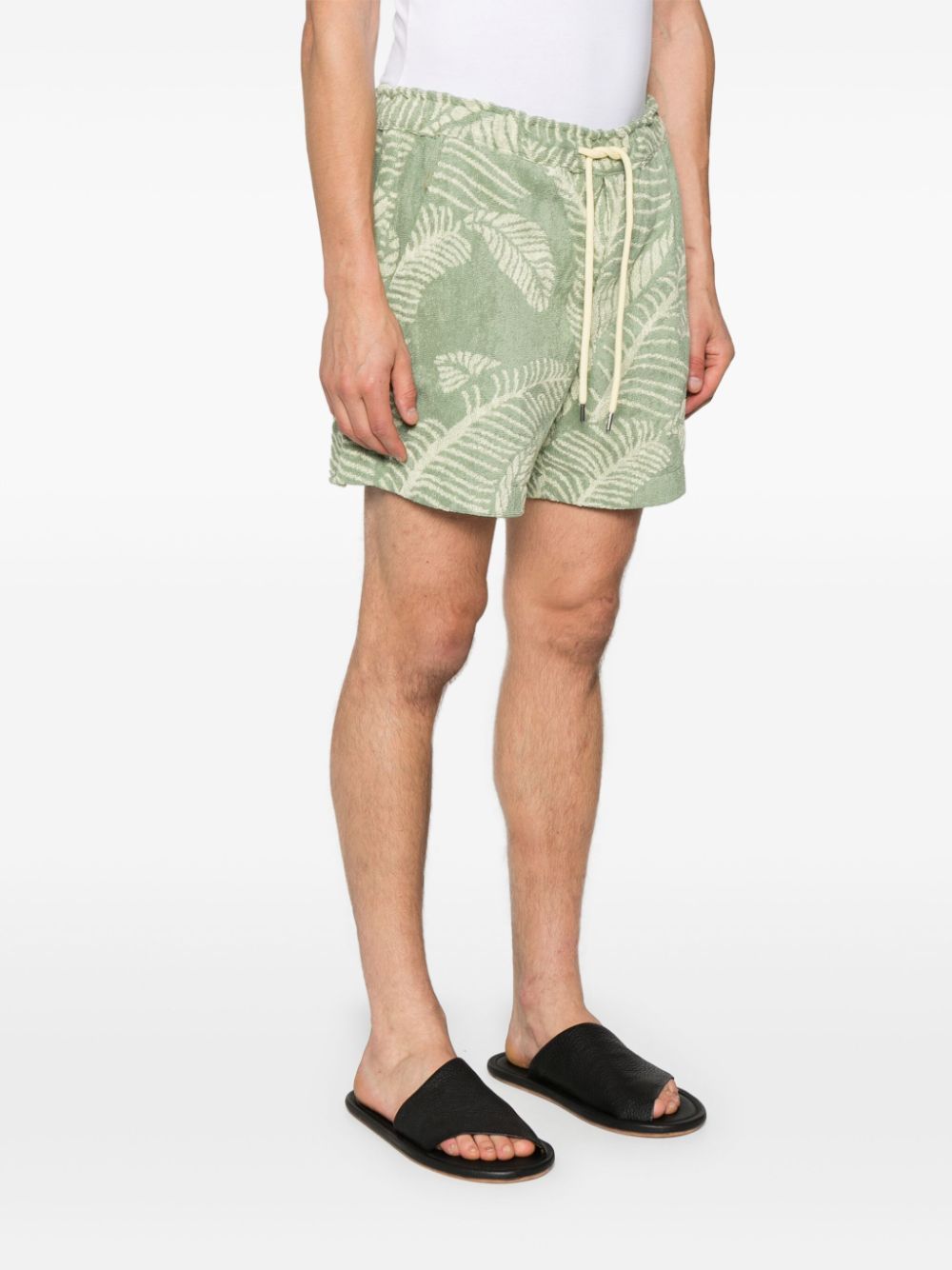 Shop Oas Company Banana Leaf Terry-cloth Shorts In Green