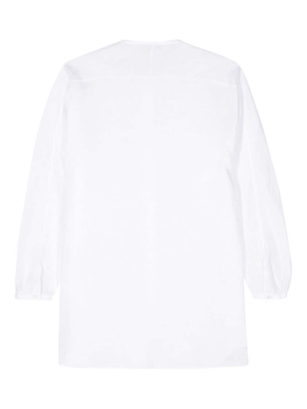 Shop Aspesi Round-neck Linen Shirt In White