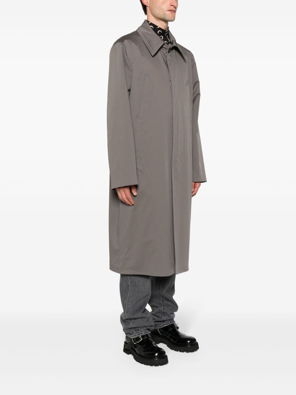 Shop Mm6 Maison Margiela Single-breasted Trench Coat In Grey