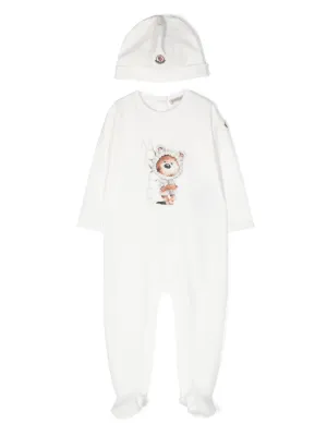 Moncler Enfant フーデッド ロンパース | ホワイト | FARFETCH JP