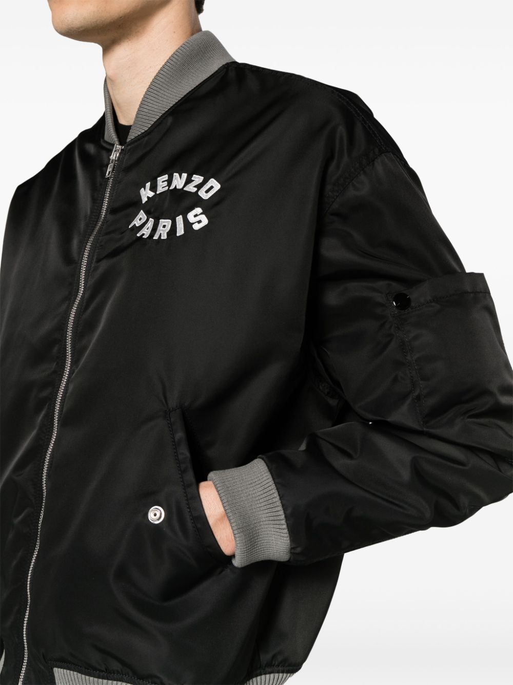 Shop Kenzo Lucky Tiger Embroidered Bomber Jacket In Black