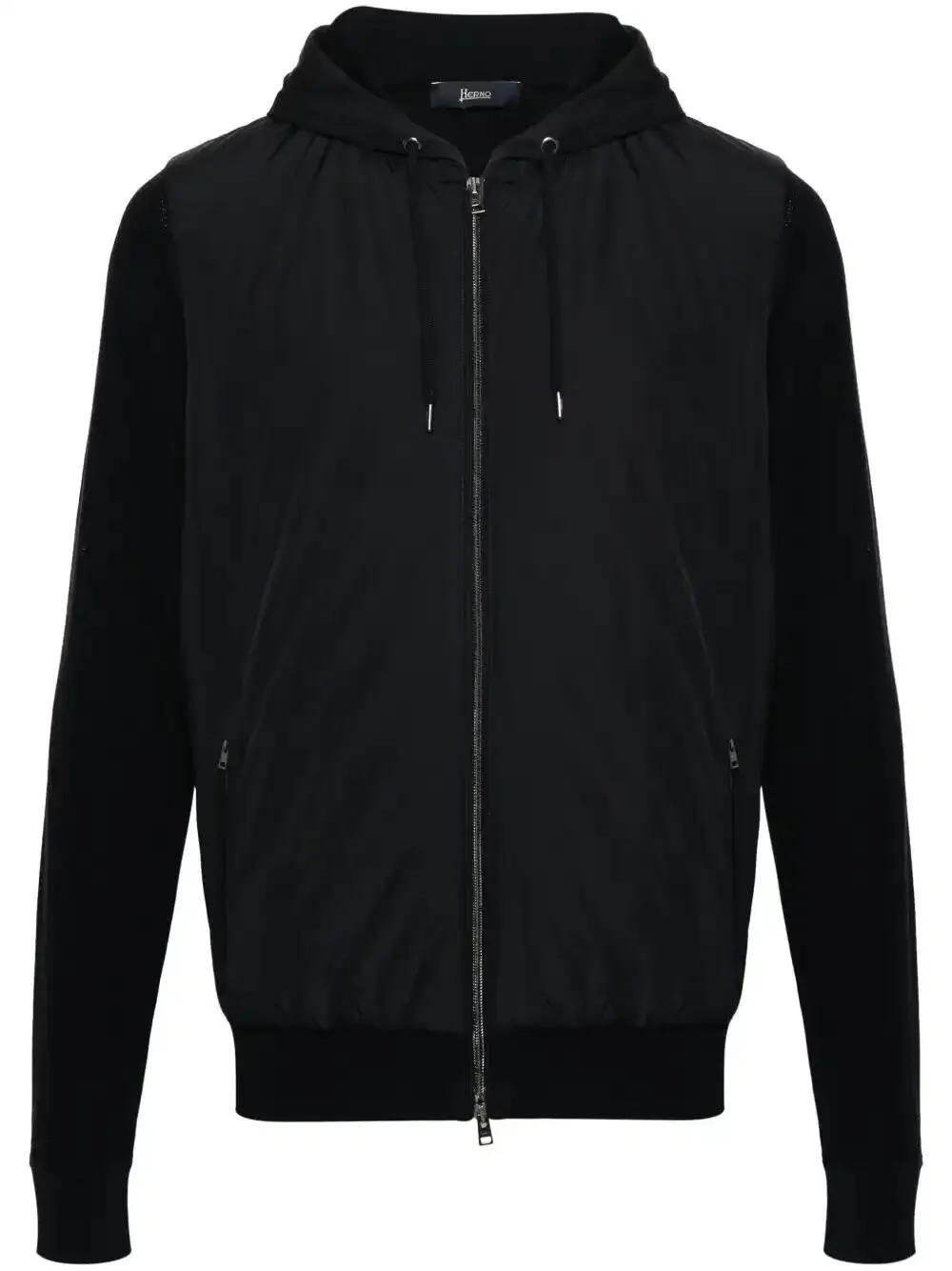 Shop Herno Contrast-panel Piqué Jacket In Blue