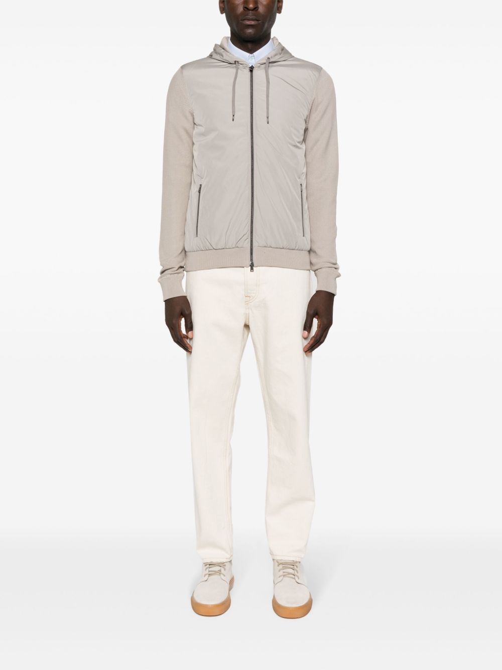 Herno contrast-panel piqué jacket - Beige