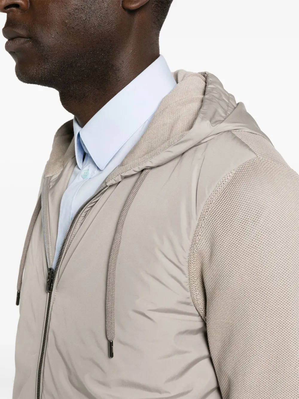 Shop Herno Contrast-panel Piqué Jacket In Neutrals