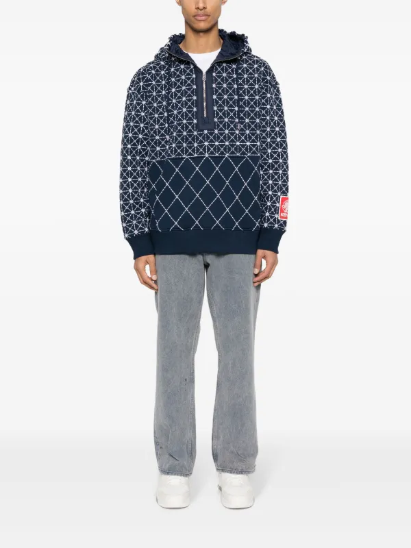 【送料&関税込】Kenzo Cotton Hoodie Kenzo Sashiko Stitch Cotton Hoodie | Blue | FARFETCH