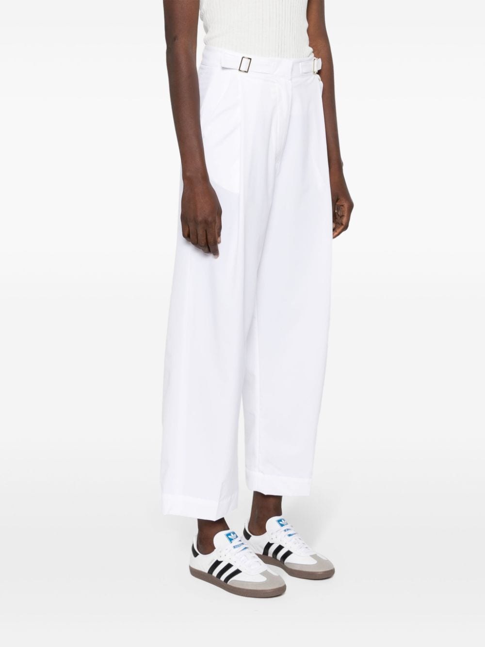 Shop Herno Buckle-detailed Straight Trousers In White