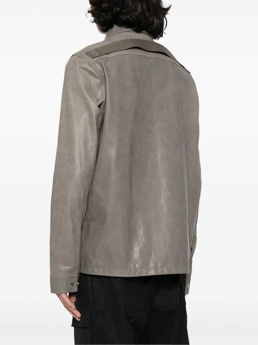 Shop Rick Owens Washed Leather Jacket In Grey