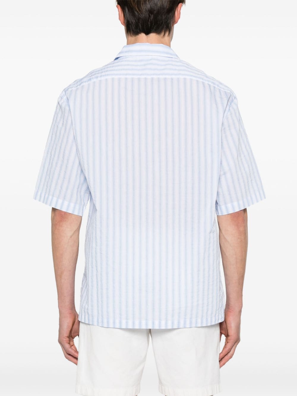 Shop Barena Venezia Quarter-button Cotton-blend Shirt In Blue