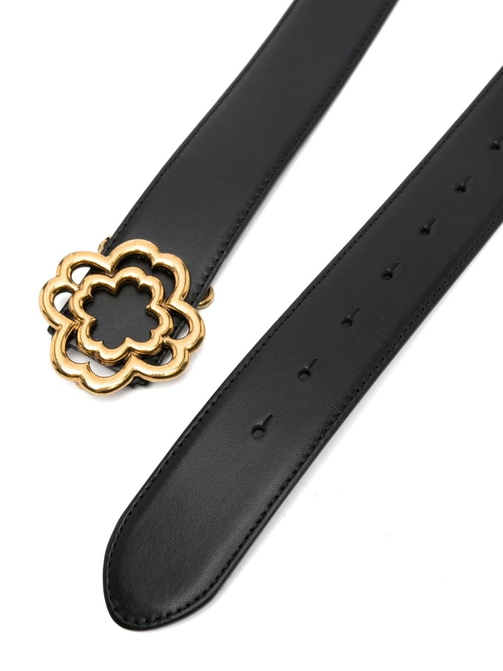 Maje Clover-buckle leather belt - Zwart
