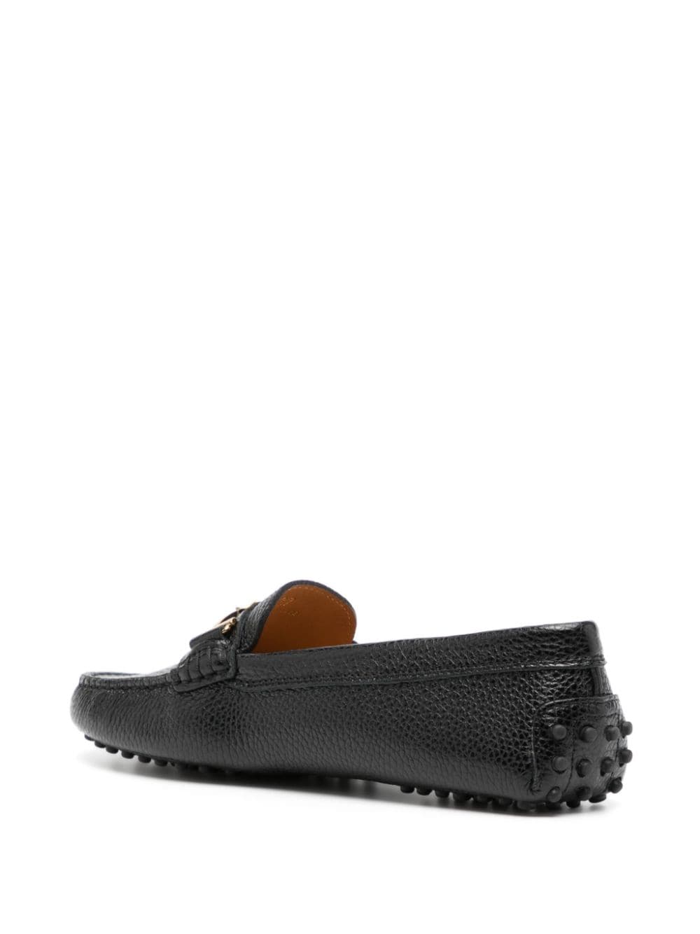 Shop Tod's Logo-plaque Leather Loafers In Black