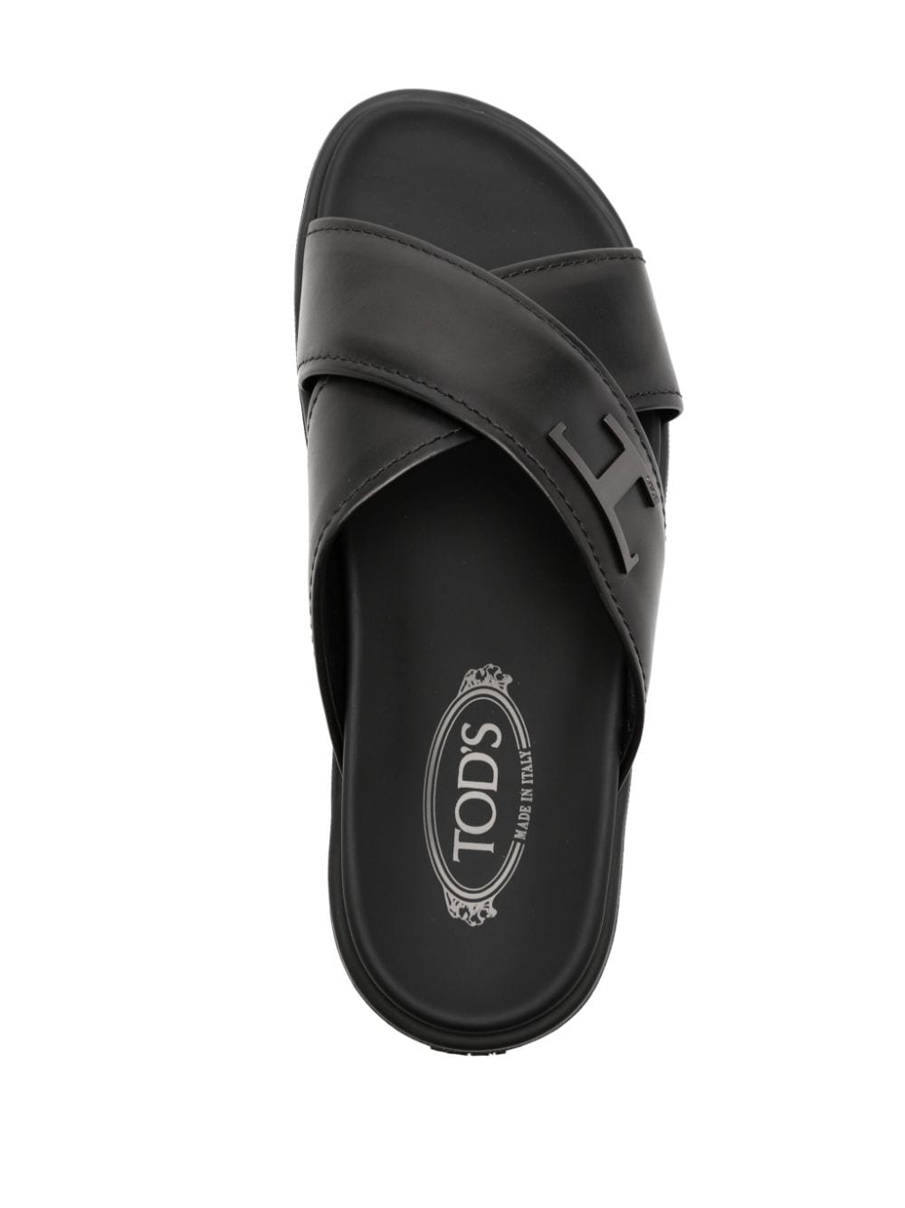 Shop Tod's Timeless Leather Sandals In 黑色