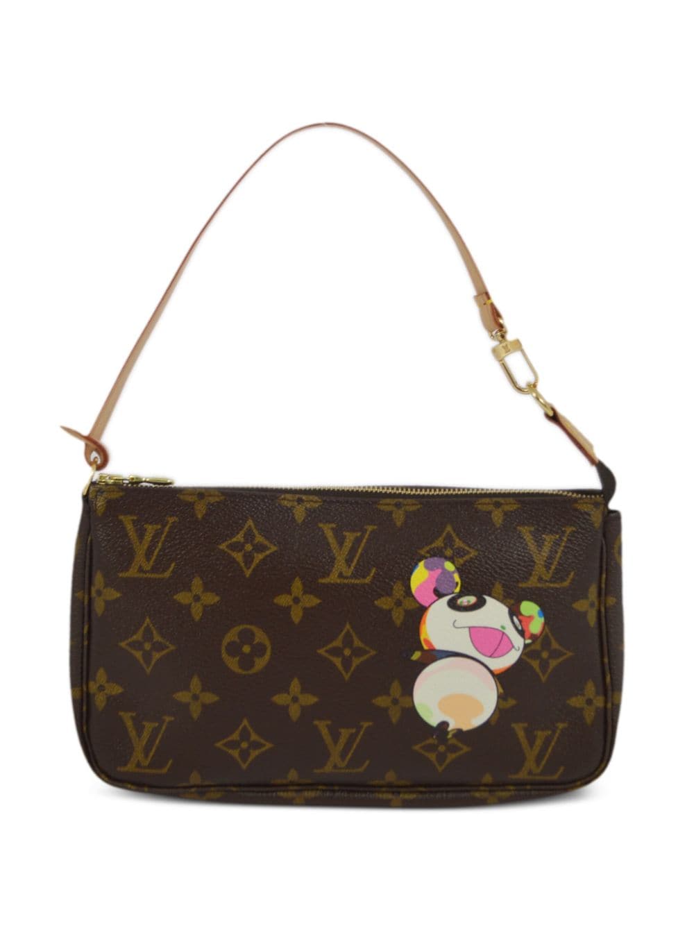 Pre-owned Louis Vuitton X Takashi Murakami 2004 Panda Pochette Accessoires Clutch Bag In Brown