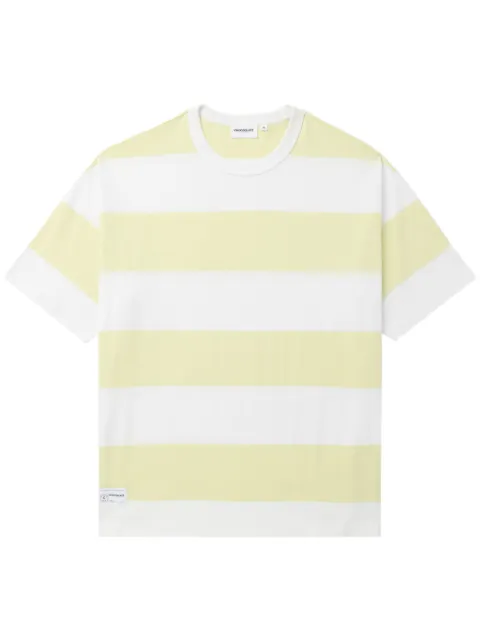 CHOCOOLATE logo-patch striped cotton T-shirt